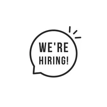 Black thin line we are hiring logo Stock Illustration