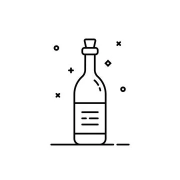 Black thin line wine bottle icon Stock Illustration