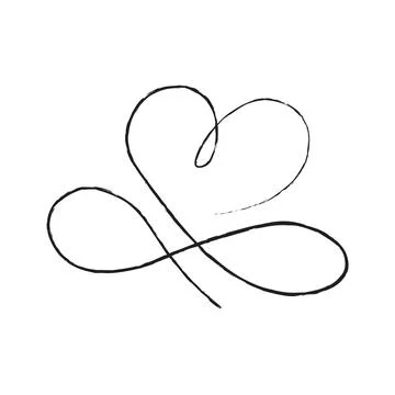 Black thin lines two hearts love infinity symbol on white background - Vector Stock Illustration