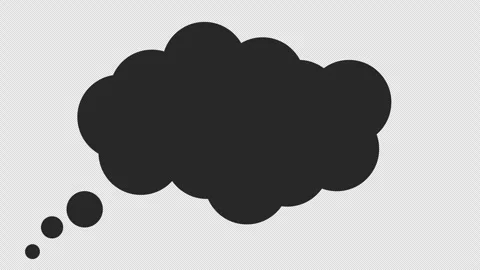 Black thought bubble with subtle glow on transparent background, animated thinki Stock Footage 321231111