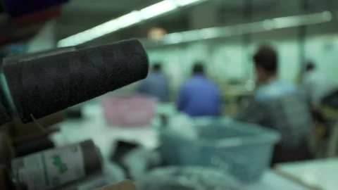 Black thread Leather factory Stock Footage 202458433