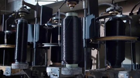 Black Thread production machine Stock Footage 137772047