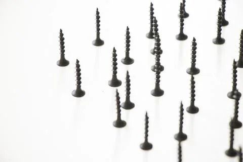Black threaded screw on the white background, black and white colors Stock Photos