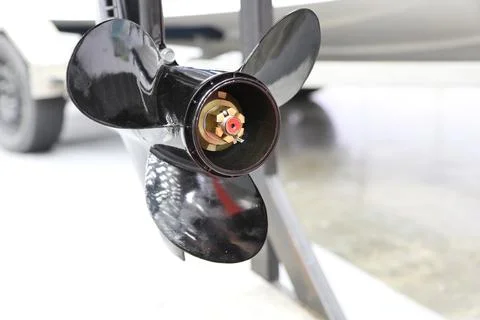 Black  three blade of marine engine for speed boat Stock Photos