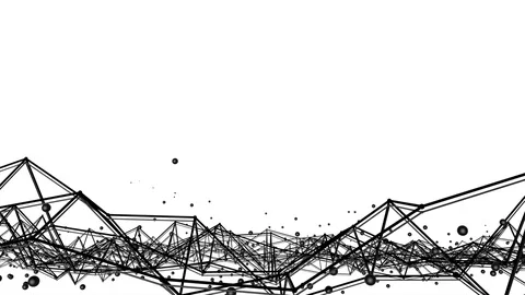 Black three-dimensional grid with spheres slowly deformed on a white background. Stock Footage 101399397