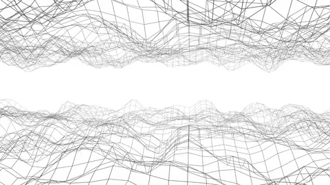 Black three-dimensional mesh is slowly deformed on a white background. abstract  Video stock 101399338