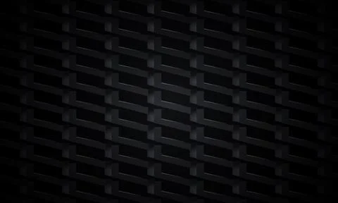 Black three dimensional rectangular lattice background with layered geometric Stock Illustration