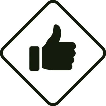 Black Thumbs Up Like Hand Icon on Diamond Shape Border for Customer Satisfac Illustrazione stock
