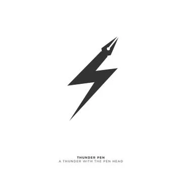 A black thunder with pen head Stock Illustration