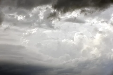 Black thunderstorm storm clouds on a summer day. Beautiful terrible thunderst Fotos de archivo