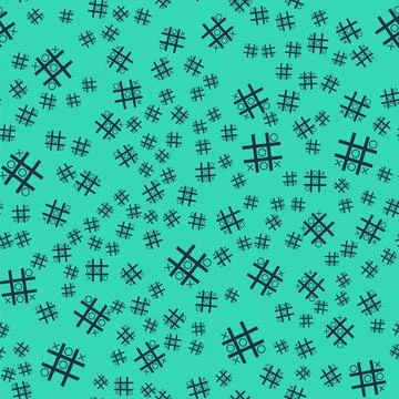 Black Tic tac toe game icon isolated seamless pattern on green background. .. Illustrazione stock