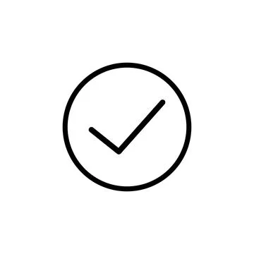 Black tick icon on the white background. Stock Illustration