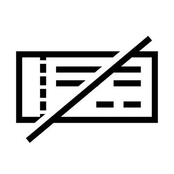 Black ticket icon with a diagonal slash isolated on white background Stock Illustration