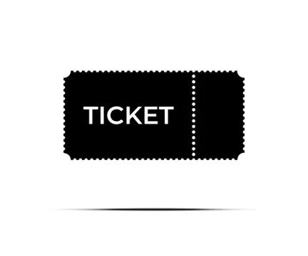 Black ticket icon on white background. Vector illustration. Stock Illustration