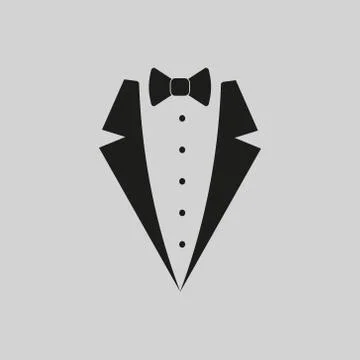 Black tie and suit, vector illustration on grey background. Stock Illustration