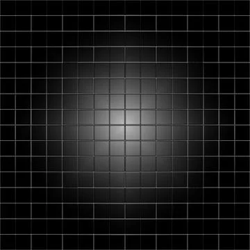 Black tiles grid creating a gradient effect with central light source Stock Photos