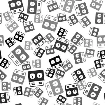 Black Time chess clock icon isolated seamless pattern on white background. Sport Stock Illustration