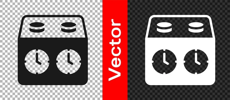 Black Time chess clock icon isolated on transparent background. Sport equipment Illustrazione stock