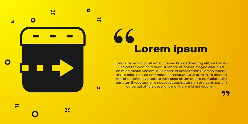 Black Time flies on the clock icon isolated on yellow background. Vector Stock Illustration