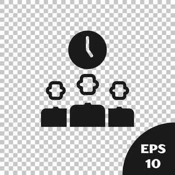 Black Time Management icon isolated on transparent background. Clock and gear Stock-Illustration
