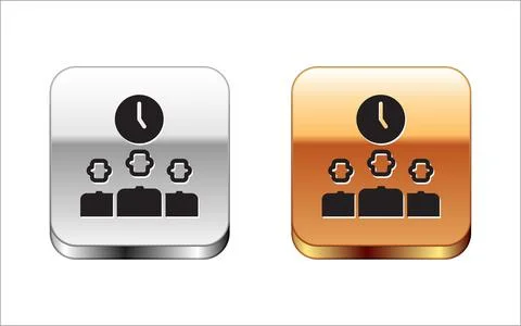 Black Time Management icon isolated on white background. Clock and gear sign. Stock-Illustration