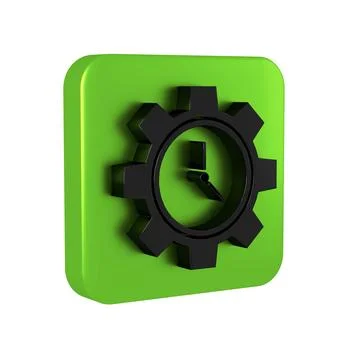 Black Time Management icon isolated on transparent background. Clock and ge.. Stock-Illustration