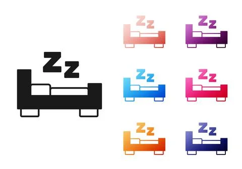 Black Time to sleep icon isolated on white background. Sleepy zzz. Healthy Stock Illustration
