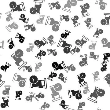 Black Time to sleep icon isolated seamless pattern on white background. Sleepy Stock Illustration