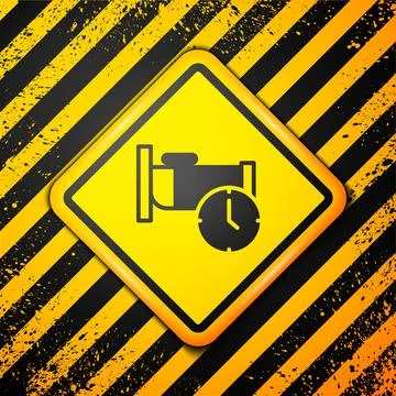 Black Time to sleep icon isolated on yellow background. Sleepy zzz. Healthy.. Illustrazione stock