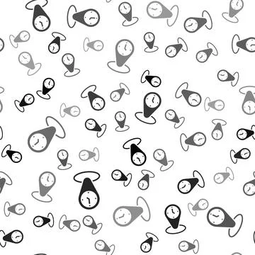 Black Time zone clocks icon isolated seamless pattern on white background Stock Illustration