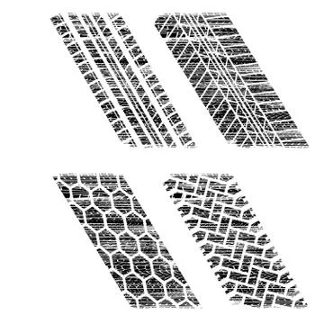 Black tire track set Stock Illustration