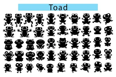 Black Toad vector illustration, cute Toad silhouette vector 库存插图