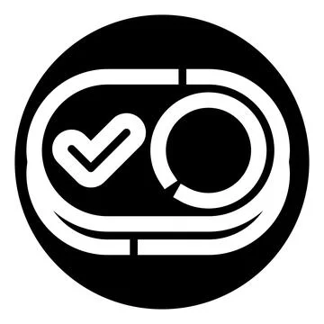 Black toggle switch with white checkmark engaged 스톡 일러스트