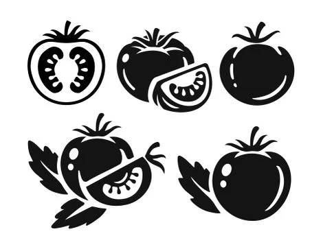 Black tomatoes collection on white Illustrazione stock