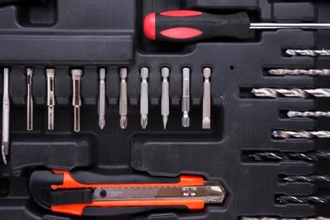 Black toolbox with difference instruments Stock Photos