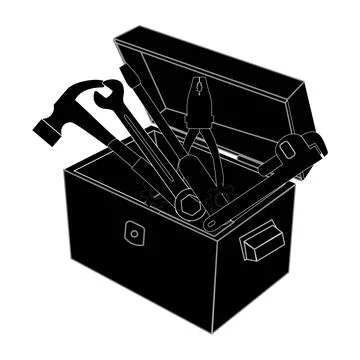 Black Toolbox Full of Tools Vector Illustration Stock Illustration