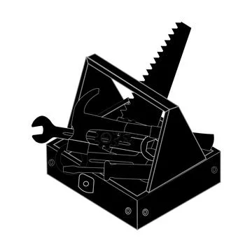 Black Toolbox Full of Tools Vector Illustration Stock Illustration