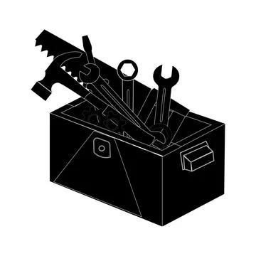Black Toolbox Full of Tools Vector Illustration Stock Illustration