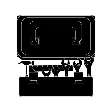 Black Toolbox Full of Tools Vector Illustration Stock Illustration