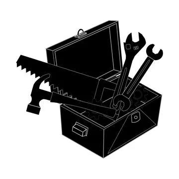 Black Toolbox Full of Tools Vector Illustration Stock Illustration
