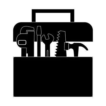 Black Toolbox Full of Tools Vector Illustration Stock Illustration