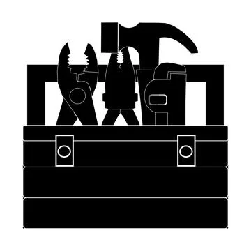 Black Toolbox Full of Tools Vector Illustration Stock Illustration