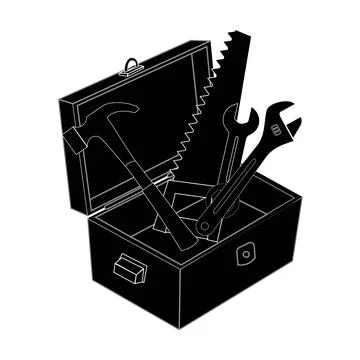 Black Toolbox Full of Tools Vector Illustration Stock Illustration