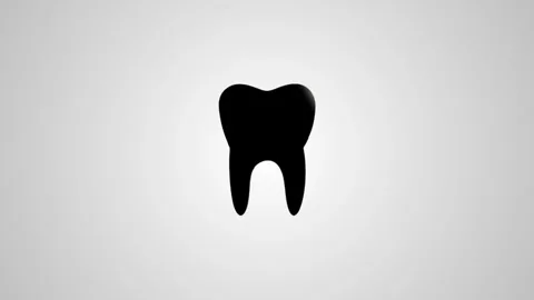 Black tooth icon silhouette spinning and shining on white background with s.. Stock Footage 346496486