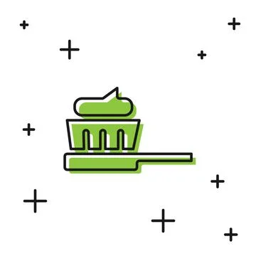 Black Toothbrush with toothpaste icon isolated on white background. Vector Stockillustratie