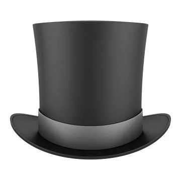 Black top hat with gray strip isolated on white background Stock Illustration