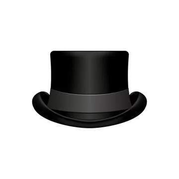 Black top hat realistic 3d vector isolated on white background with elegant.. Stock Illustration