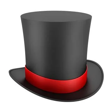 Black top hat with red strip isolated on white background Stock Illustration