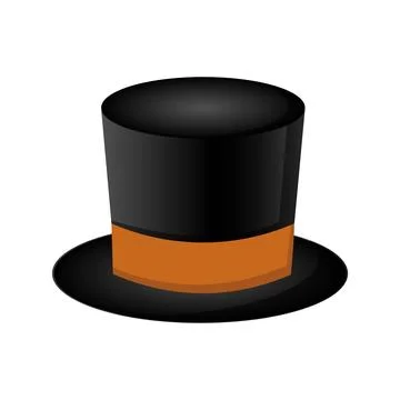 Black top hat on transparent background. Stock Illustration