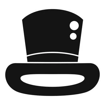 Black top hat with two buttons icon simple style Stock Illustration